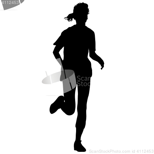 Image of Silhouettes Runners on sprint, women. illustration.