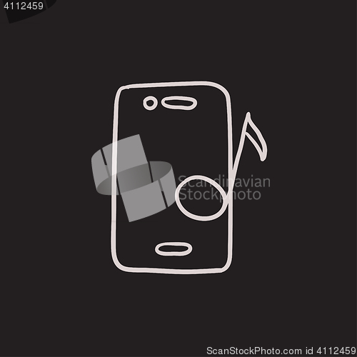 Image of Phone with musical note sketch icon.