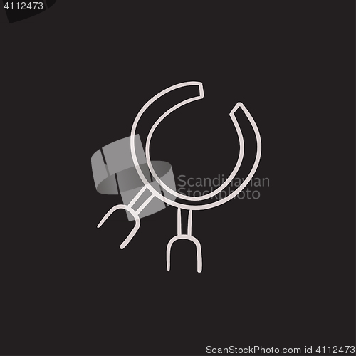 Image of Dental pliers sketch icon.