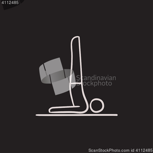 Image of Man practicing yoga sketch icon.