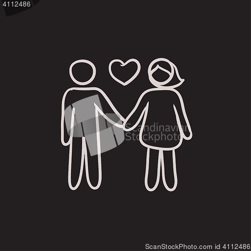 Image of Couple in love sketch icon.