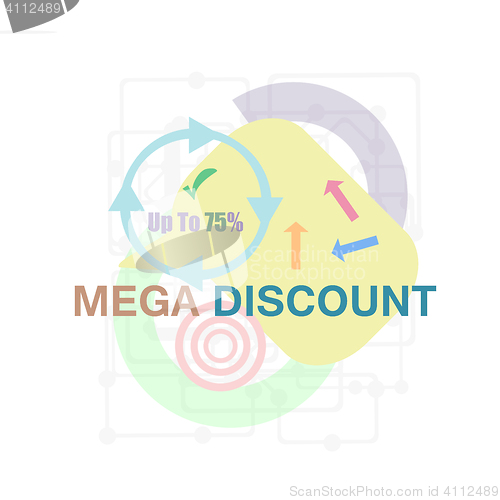 Image of Mega Discount. Discount sticker. Offer sticker. Discount label. Special discount label. Sale sign. Discount element template. Special offer sticker. Promo sticker. Discount icon. Discount banner