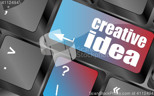 Image of creative idea on computer keyboard key button vector, keyboard keys, keyboard button