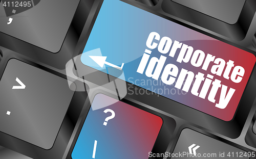 Image of corporate identity button on computer keyboard key vector, keyboard keys, keyboard button
