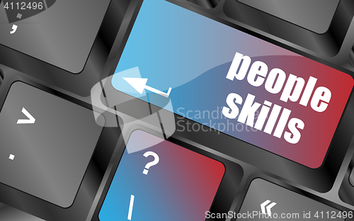 Image of people skills words, message on enter key of keyboard vector, keyboard keys, keyboard button