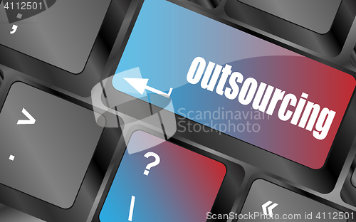 Image of outsourcing button on computer keyboard key vector, keyboard keys, keyboard button