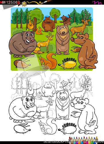 Image of animals group coloring page