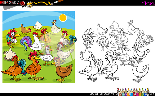 Image of chicken characters coloring book