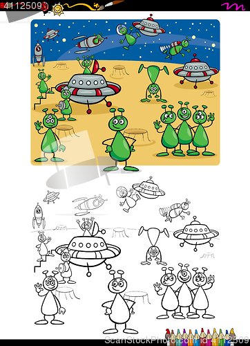 Image of aliens group coloring book