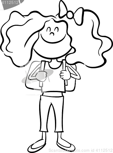 Image of school girl coloring page