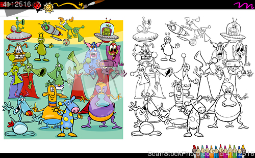 Image of alien characters coloring page