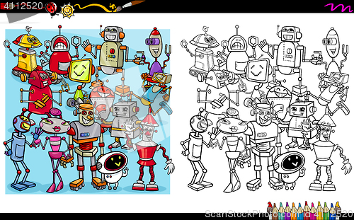 Image of robot characters coloring book
