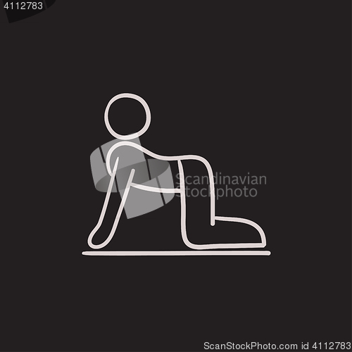 Image of Man practicing yoga sketch icon.