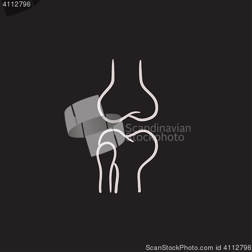 Image of Knee joint sketch icon.