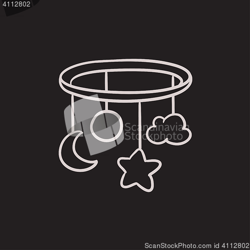 Image of Baby bed carousel sketch icon.