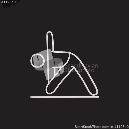 Image of Man practicing yoga sketch icon.