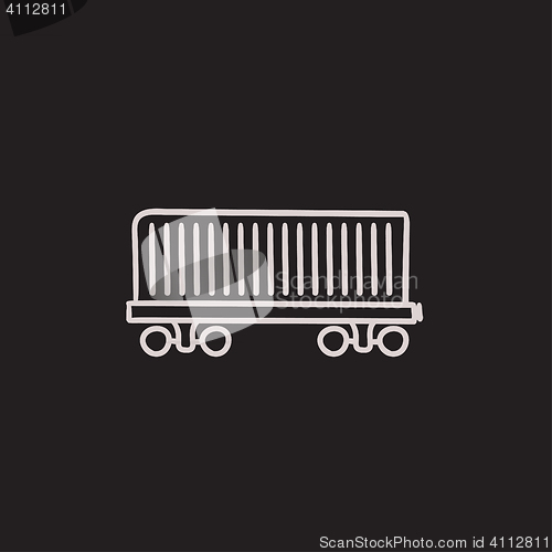 Image of Cargo wagon sketch icon.