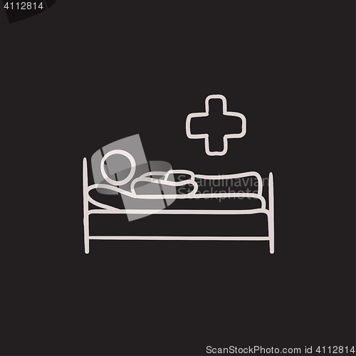 Image of Patient lying on bed  sketch icon.