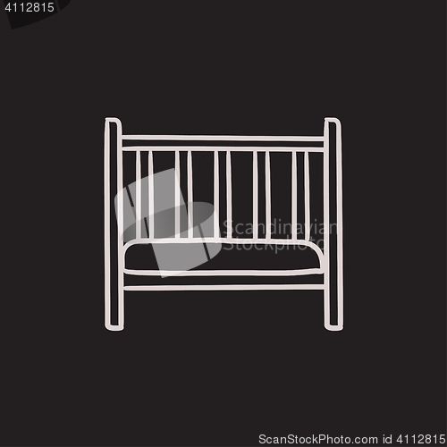 Image of Baby cot sketch icon.