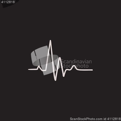 Image of Heart beat cardiogram sketch icon.