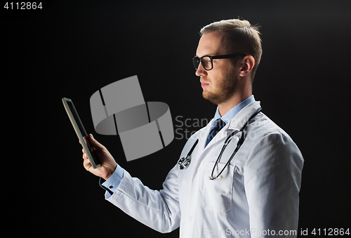 Image of doctor with tablet pc and stethoscope