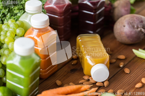 Image of bottles with different fruit or vegetable juices