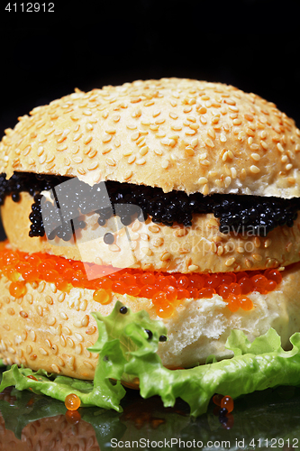 Image of Caviar sandwich on leaf