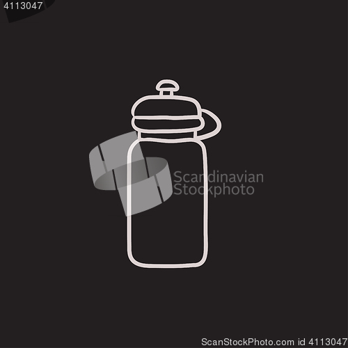 Image of Sport water bottle sketch icon.