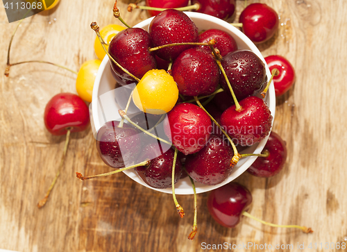 Image of juicy and ripe cherries.