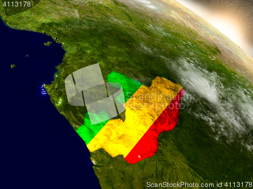 Image of Congo with flag in rising sun