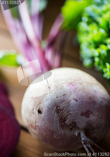 Image of close up of beet on wood