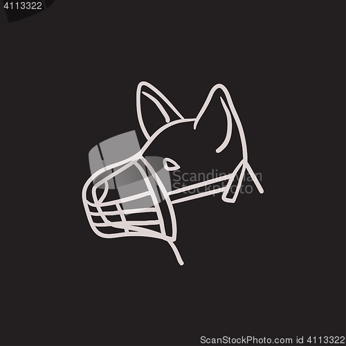 Image of Dog with muzzle sketch icon.