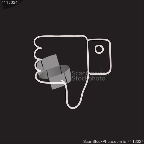 Image of Thumb down hand sign sketch icon.