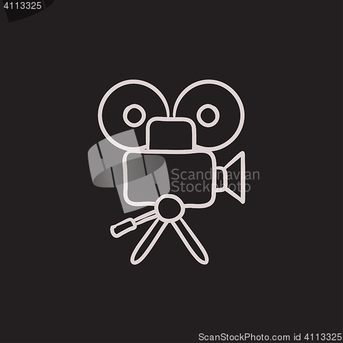 Image of Video camera sketch icon.