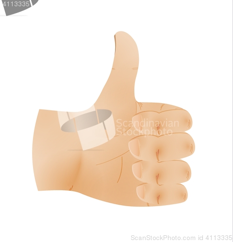 Image of human hand shows thumb up