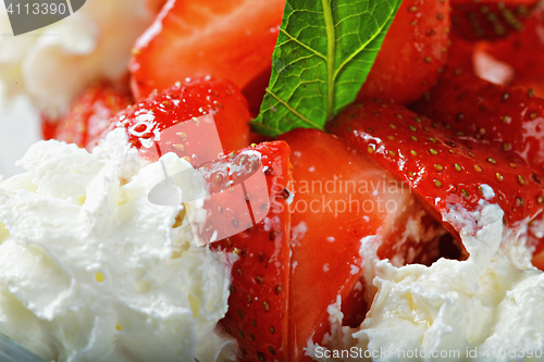 Image of Strawberries and cream closeup