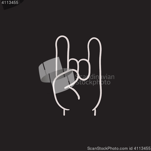 Image of Rock and roll hand sign sketch icon.