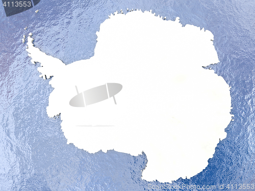 Image of Antarctica with flag on globe