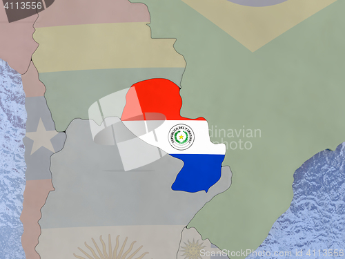 Image of Paraguay with flag on globe