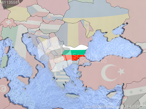 Image of Bulgaria with flag on globe