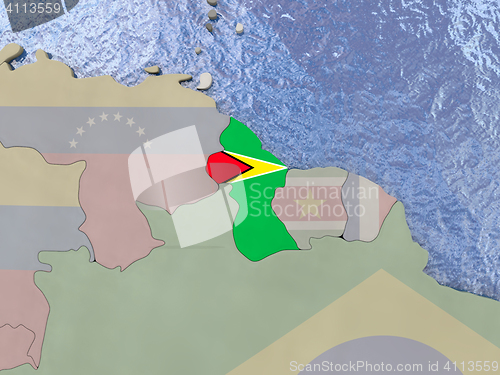Image of Guyana with flag on globe