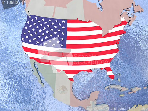 Image of USA with flag on globe