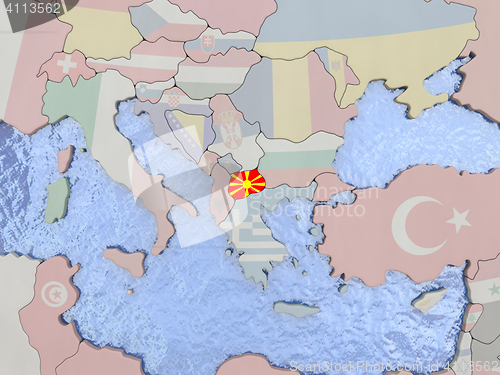 Image of Macedonia with flag on globe