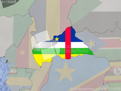 Image of Central Africa with flag on globe