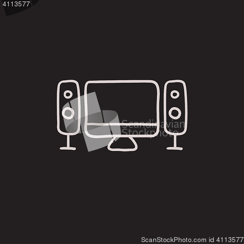 Image of Home cinema system sketch icon.