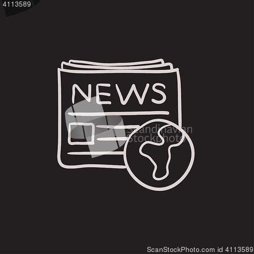 Image of International newspaper sketch icon.