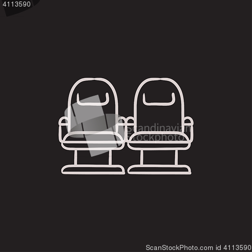 Image of Cinema chairs sketch icon.