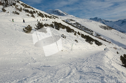 Image of Skiing slopes, majestic Alpine landscape
