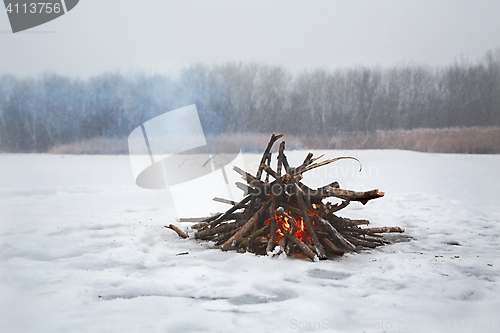 Image of Campfire in winter