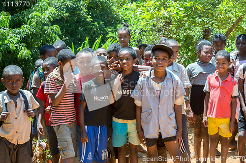 Image of Malagasy school children waiting for a lesson